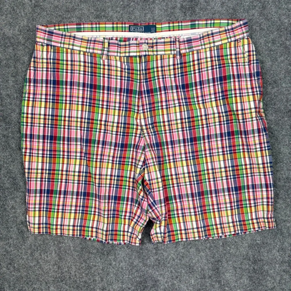 Polo Ralph Lauren Shorts Mens 42 Multicolor Madras Plaid Cotton Preppy Classic